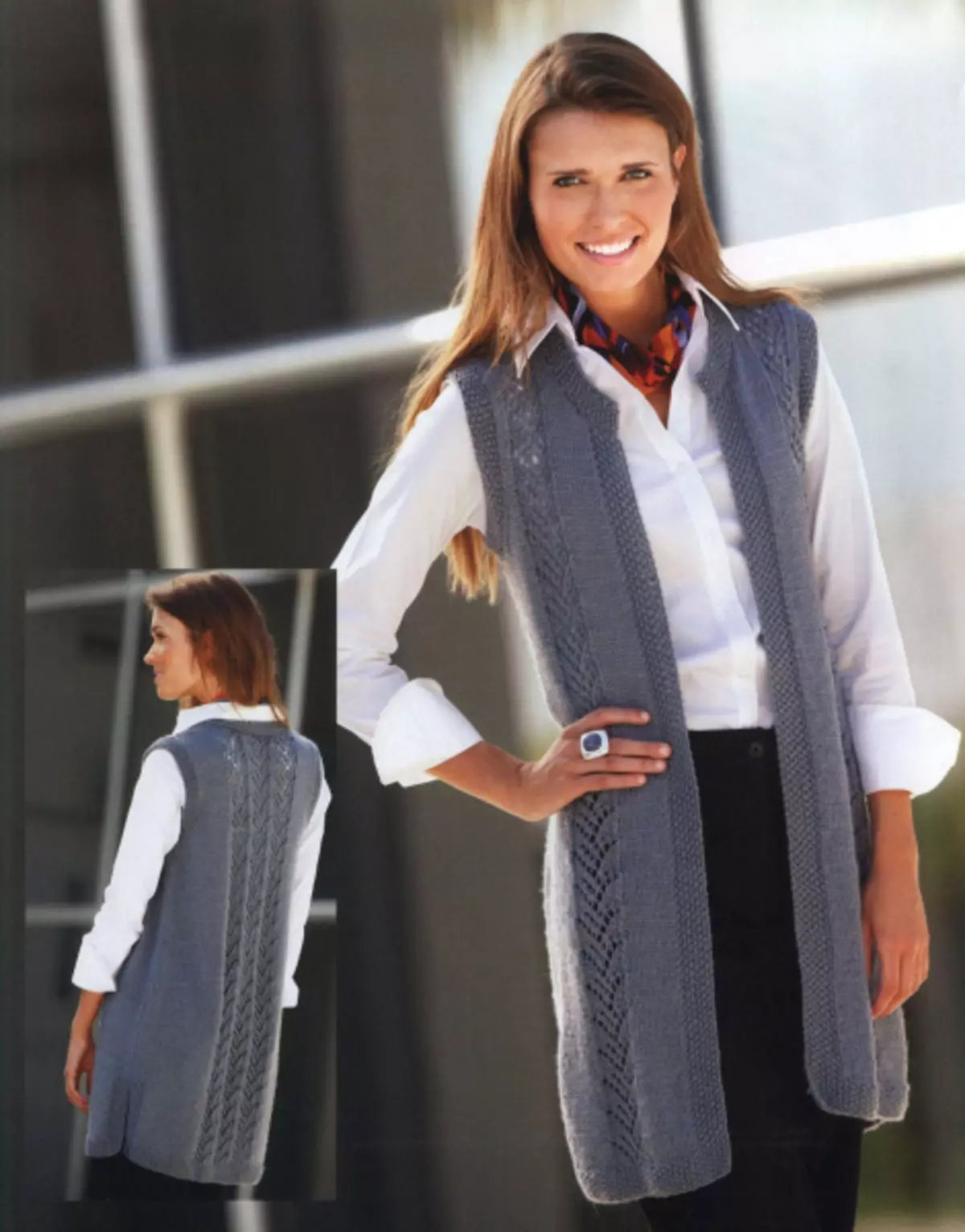 Jak kravatu ženské vesty pletení na tlačítkách pro začátečníky