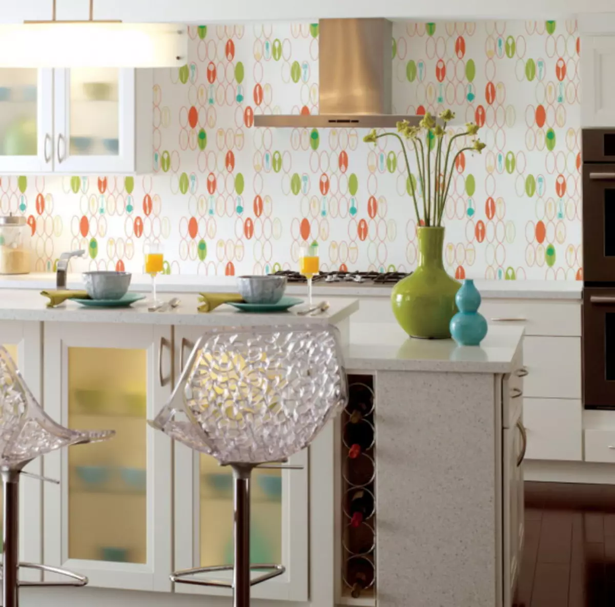Rechter wallpapers voor kleine keuken: 6 basisaanbevelingen