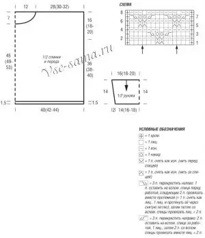 Жаночыя пуловеры спіцамі з апісаннем ходу вязання і схемамі