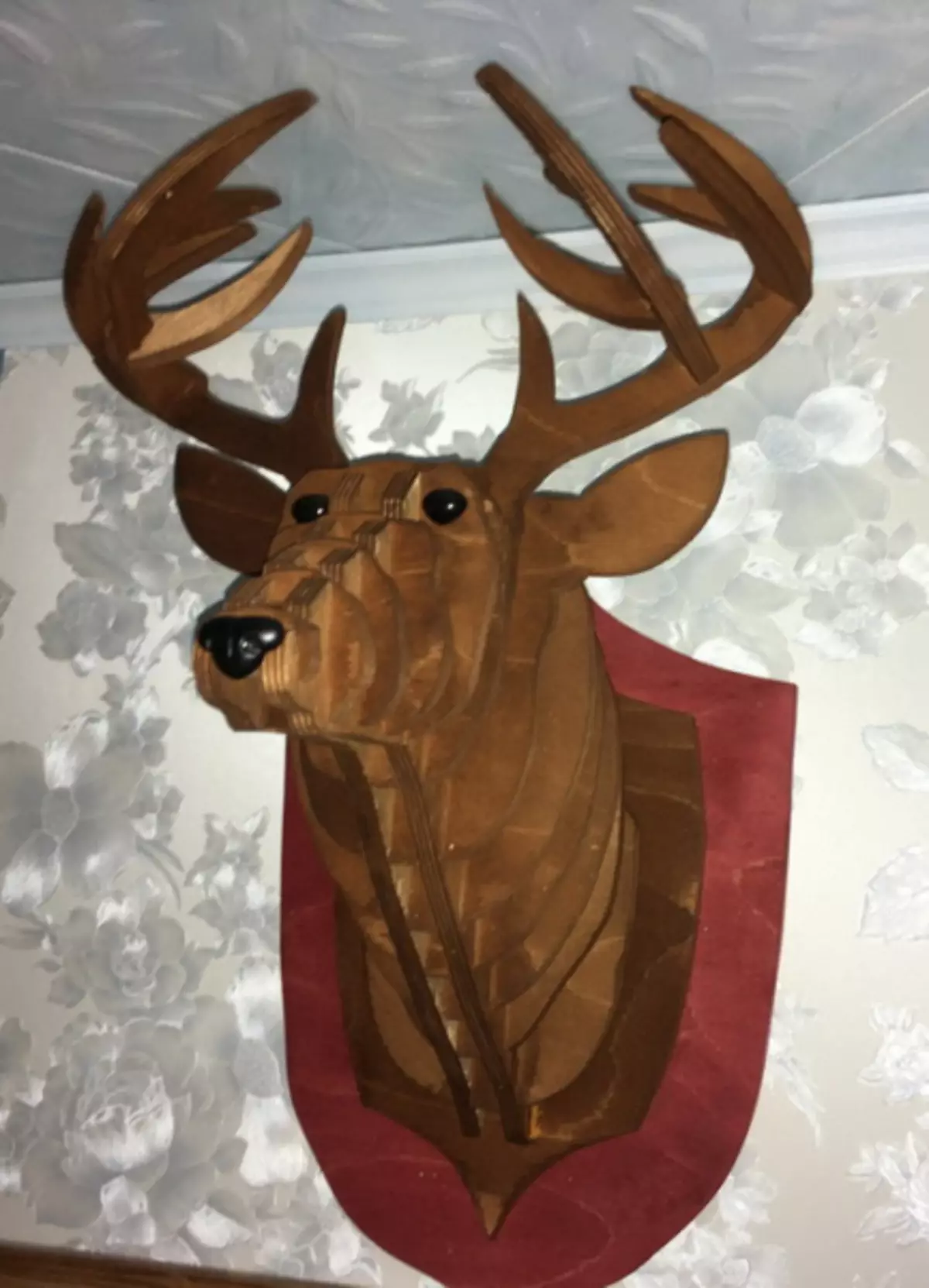 3D Deer Deer ka ooganka Plywood. Qaab-dhismeedka cabitaanka