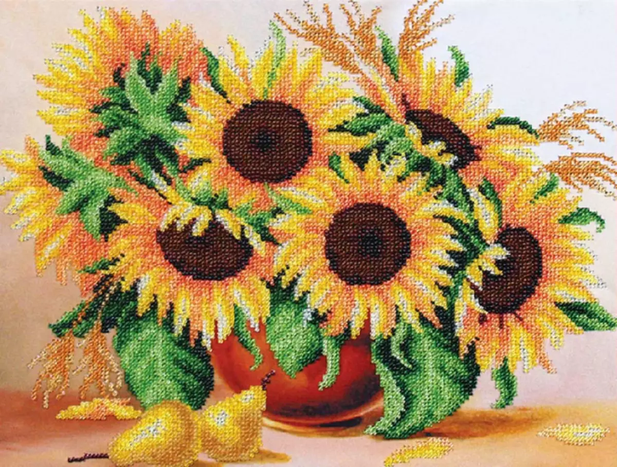 Sunflower from beads: master class with diagrams and video