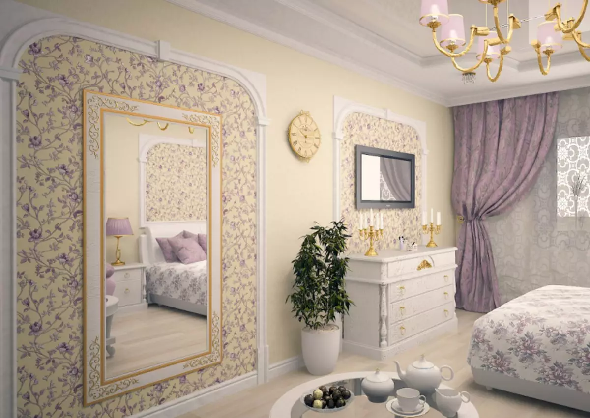 Pilih wallpaper di kamar tidur dengan gaya Provence: Foto dan 5 rekomendasi