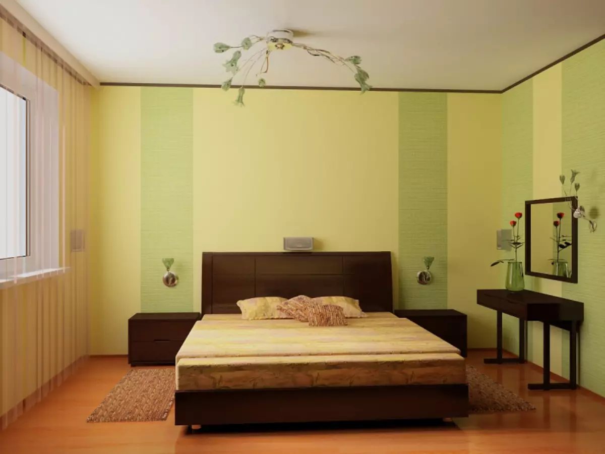 Soveværelse interiør med to typer tapet: 5 tips til udvælgelsen af ​​nuancer