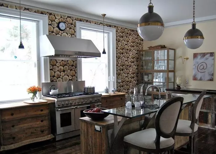 Farklı stillerde mutfak duvar kağıdı: Provence, Modern, Ülke