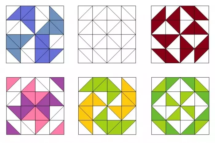 Schémata patchwork z trojúhelníků