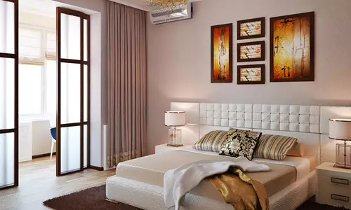 Дизајн спаваће собе у комбинацији са балконом (фотографија)