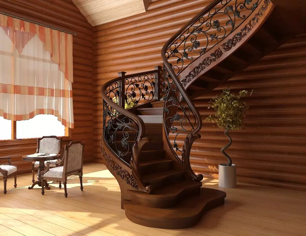 एक निजी घर के लिए सुंदर सर्पिल सीढ़ी