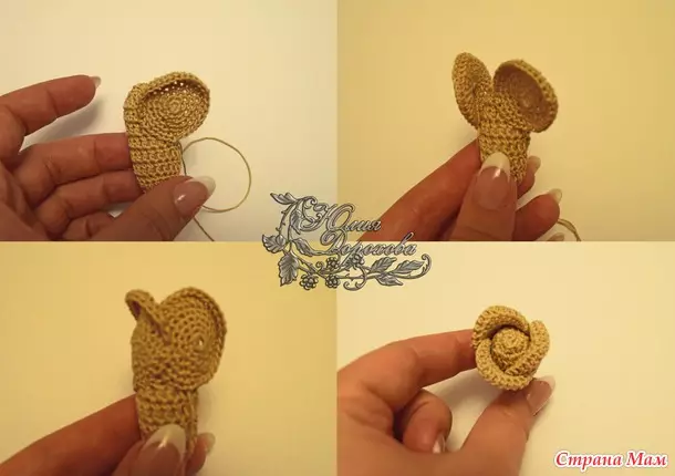 Rose Crochet: 'n stroombaan op video en foto, hoe om pragtige blomme met jou eie hande te bind