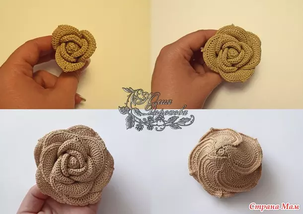 Rose Crochet: Sirkuit di video dan foto, bagaimana mengikat bunga-bunga indah dengan tangan Anda sendiri