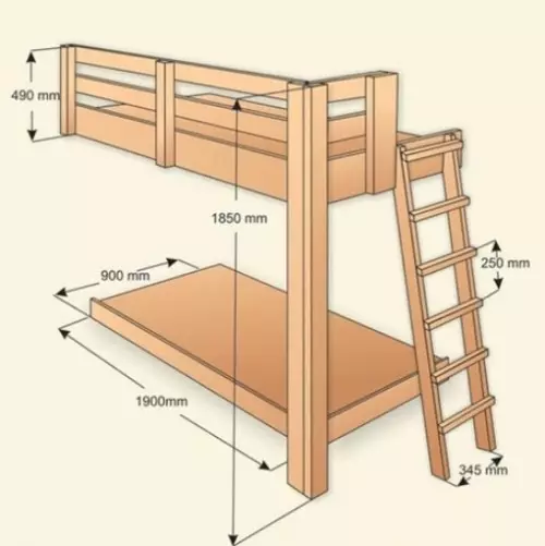 Bunk bed Retractable with her hands for children