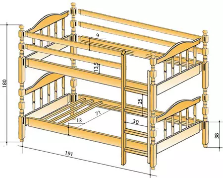 Łóżko piętrowe chowane z rękami dla dzieci