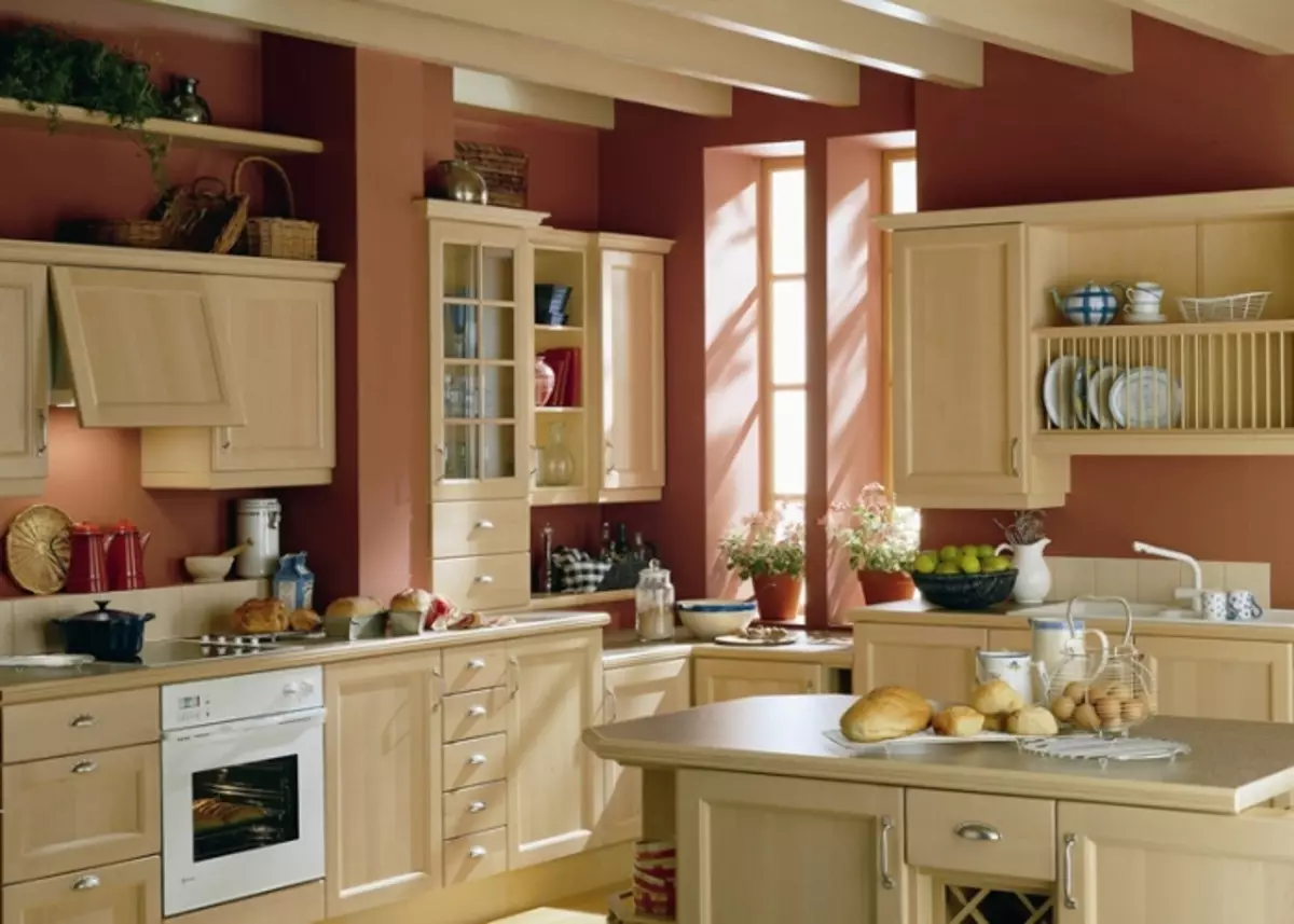 Welche Tapete zur Wahl für beige Küche, Beispiele für Innenräume
