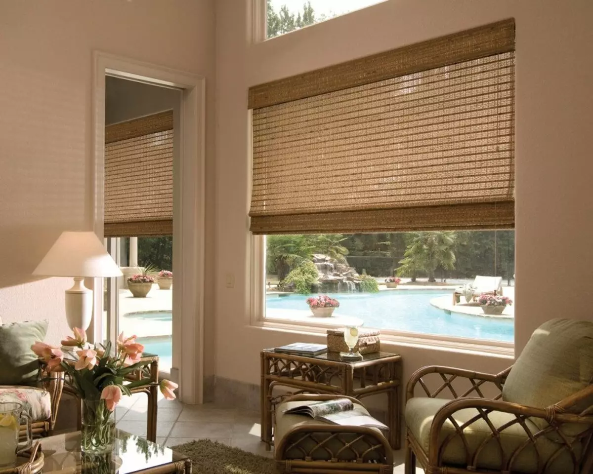 Buluh Blinds-Rollers dalam Windows Design: Bagaimana untuk memilih dan apa yang perlu diberi perhatian