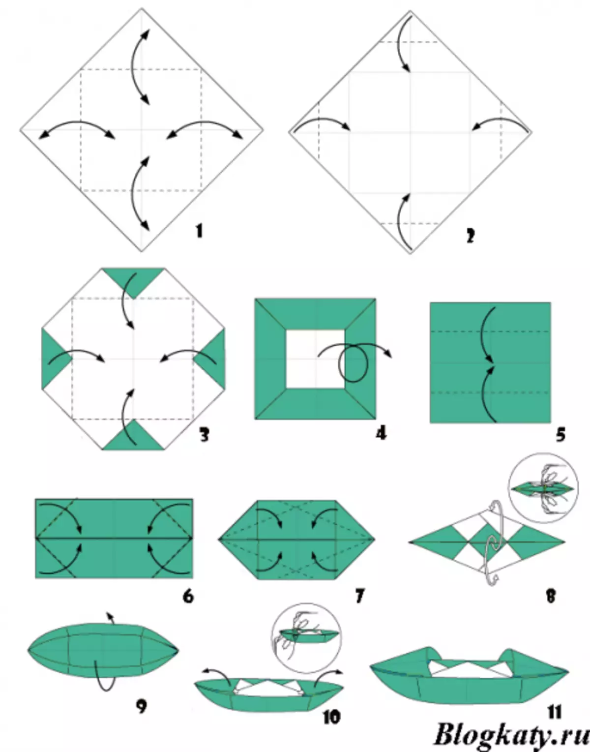 Оригами из бумаги для детей кораблик пошагово