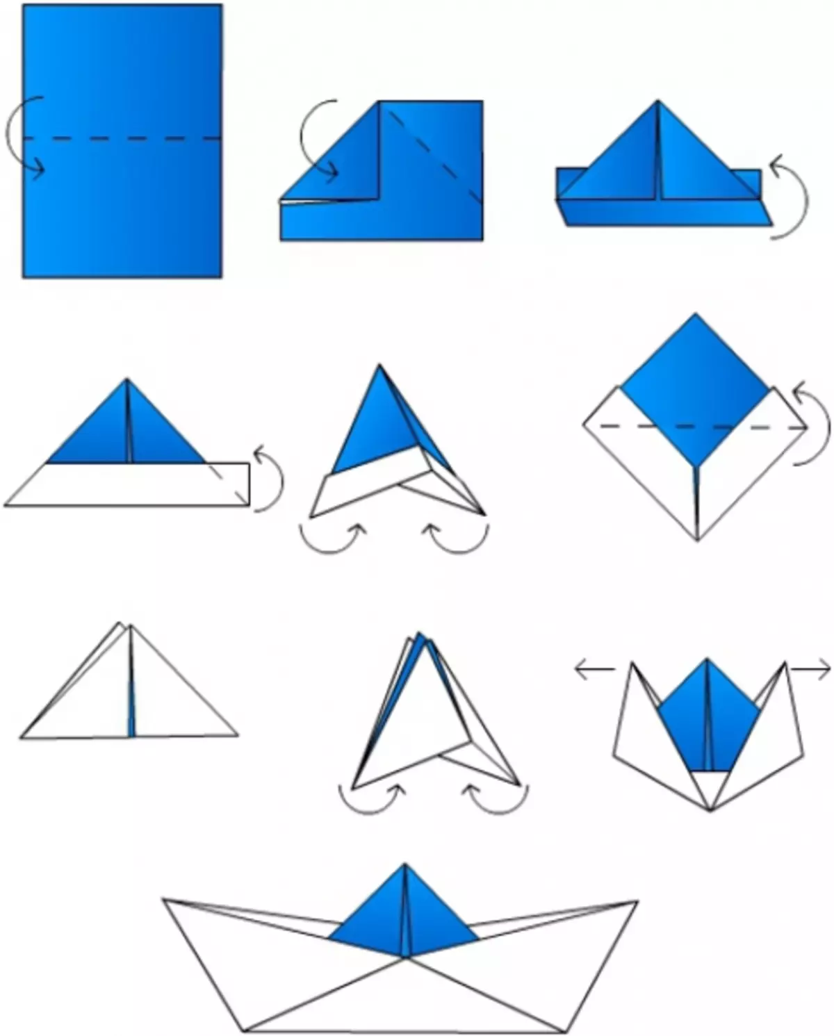 Схема кораблика оригами для детей