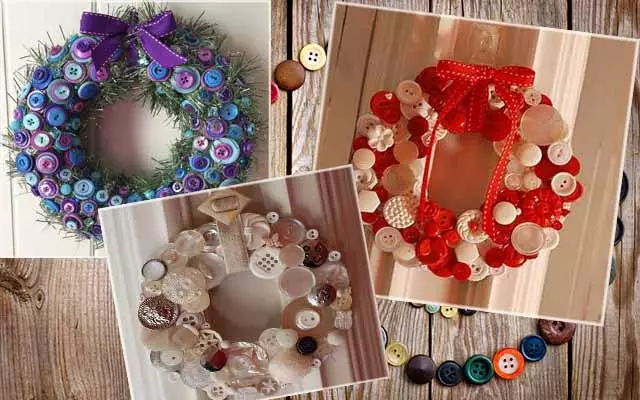 Crafts na Buttons ochie na-eme ya onwe gị: Foto ndị mbụ - echiche