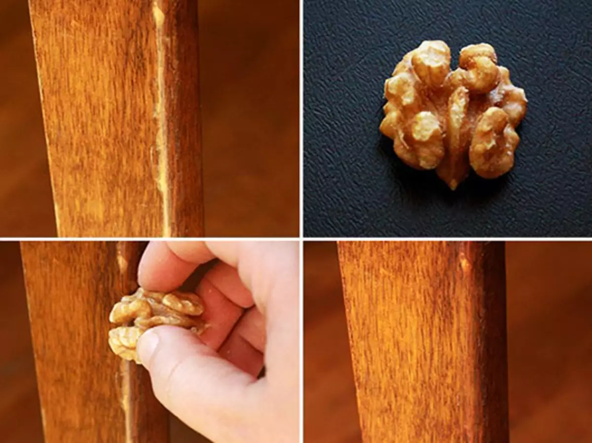 Царапины на деревянной мебели грецким орехом