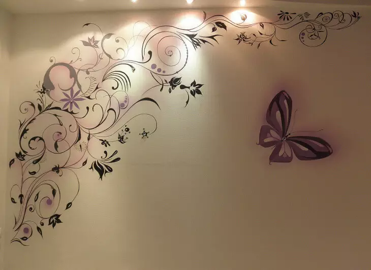 Os debuxos das paredes coas súas propias mans crearán un estado de ánimo e fan que o interior sexa único