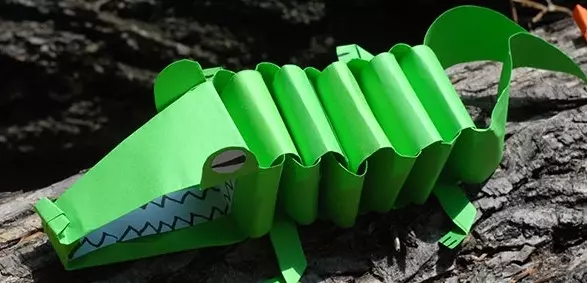 Artigianato di carta Coccodrillo: schema origami per bambini