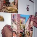 Decoupage målningar från vykort och servetter (fasad process)