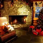 暖炉とクリスマスツリー