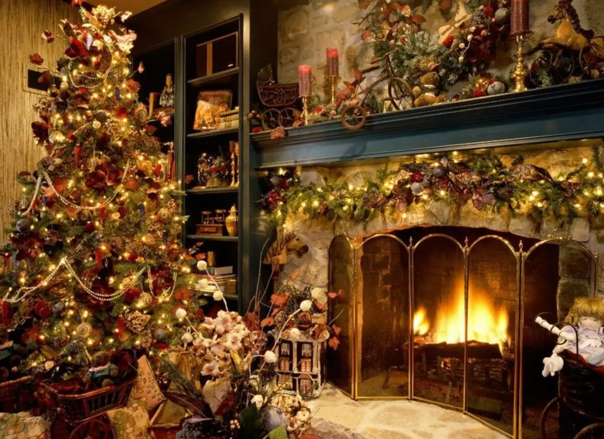 Ognjišče in božično drevo