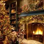 Cheminée et arbre de Noël