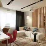 Disinn tal-kċina-living room fl-appartament studio 30 sq m