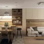 Deseño de cociña-sala de estar en estudo Apartamento 30 m²