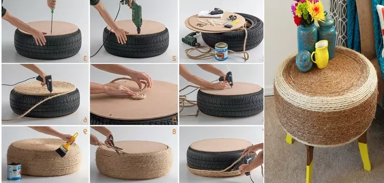 Мебел од гуми (гуми) со свои раце (39 фотографии)