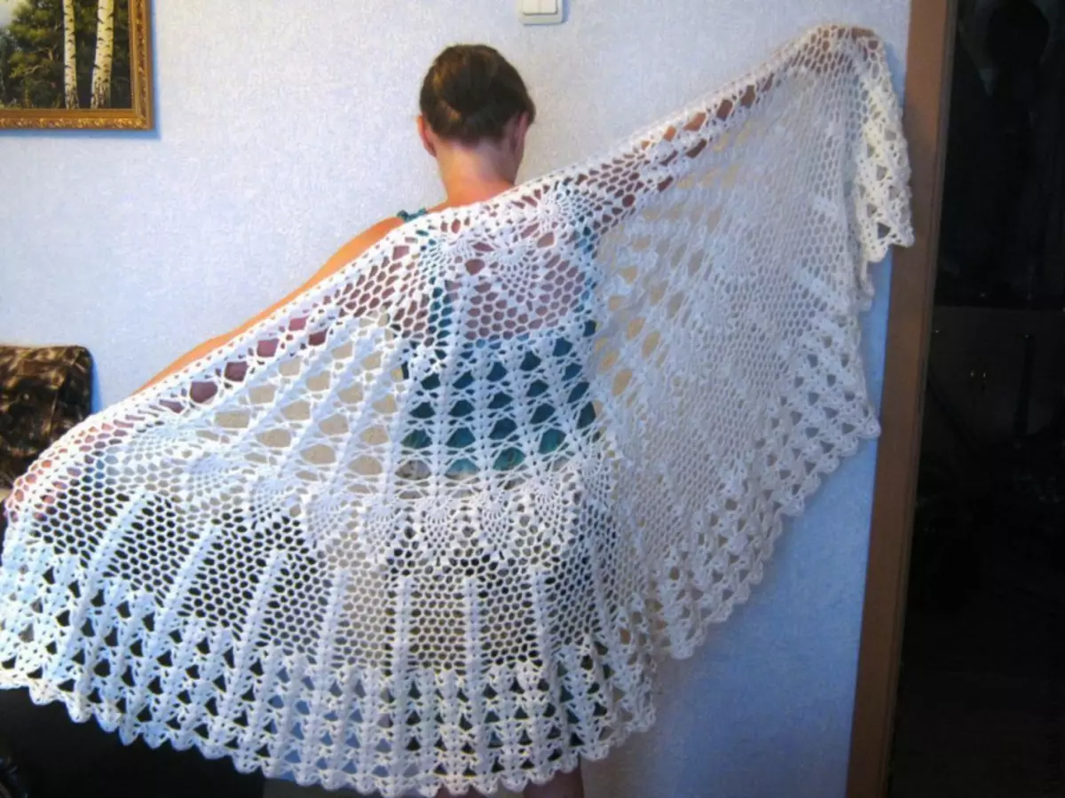 Openwork Shawl Crochet: Skim dengan penerangan dan pelajaran video
