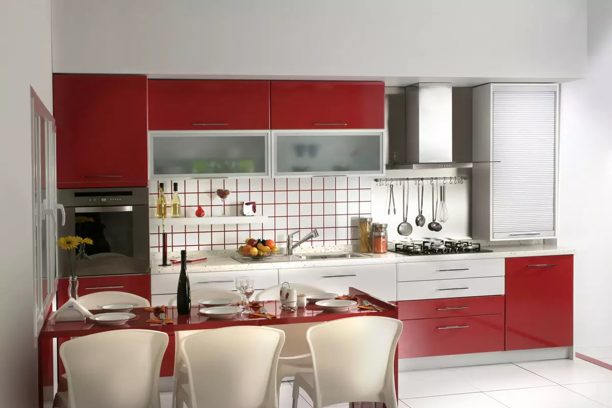 Interior de la cocina en rojo: todos