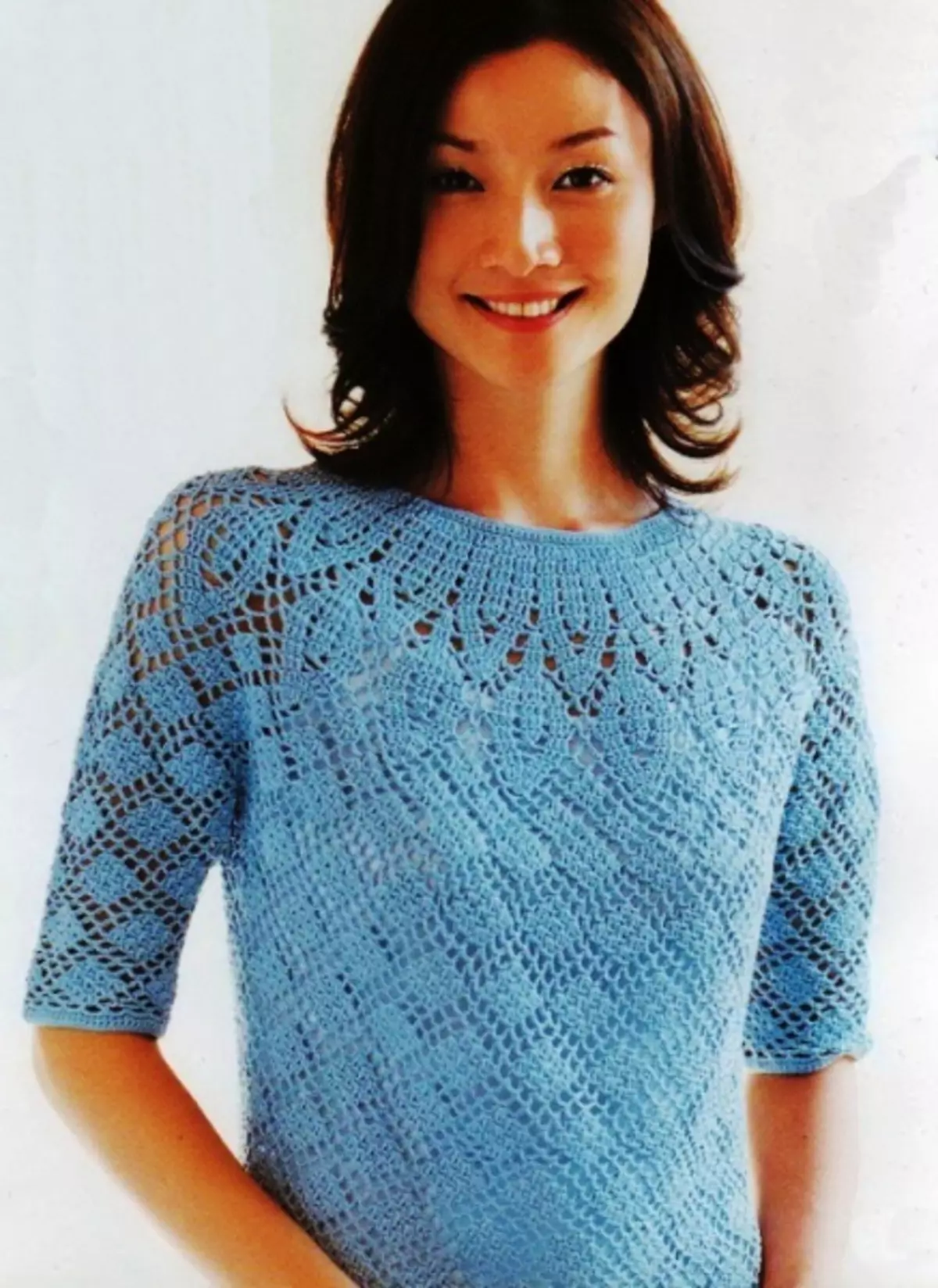 Openwork crochet pattern for summer blouse: scheme with photos and video