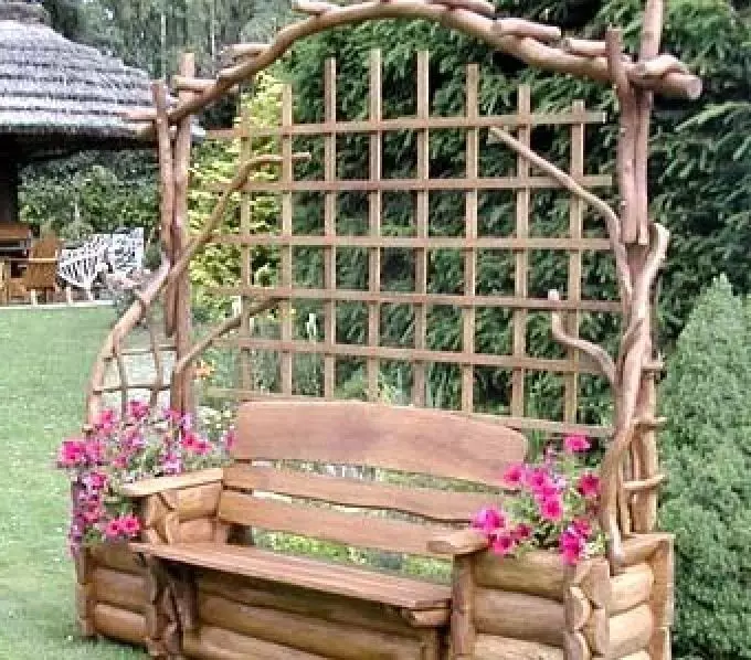 코티지에서 정원에서 벤치 : 디자인 아이디어 (30 장의 사진)