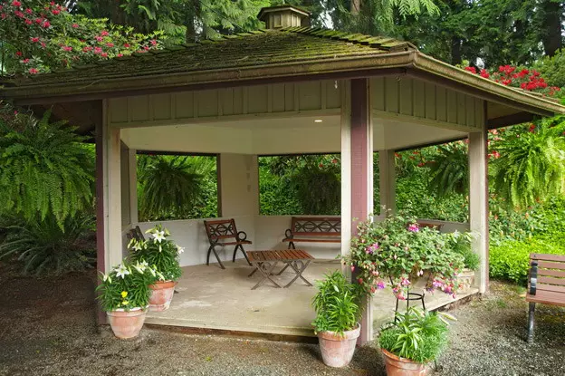 Gazons i trädgårdsdesign: ett litet hus för rekreation på stugan (35 bilder)