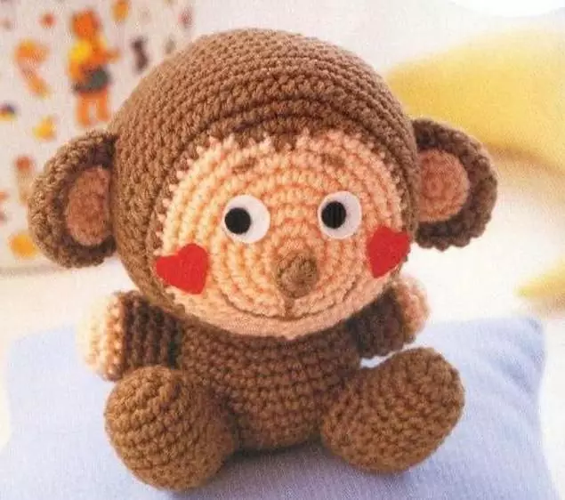 Monkey Amigurumi: Master Class-en eskema argazkiekin eta bideoekin