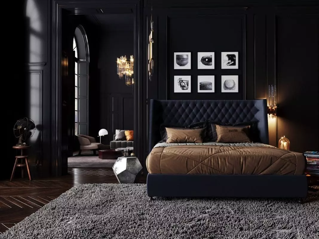 Camera da letto in colore nero: tutto