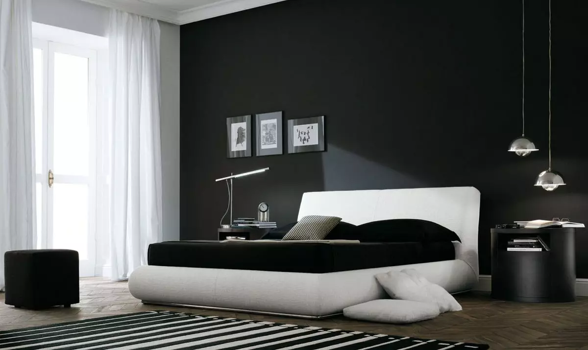 Υπνοδωμάτιο σε μαύρο χρώμα: όλα