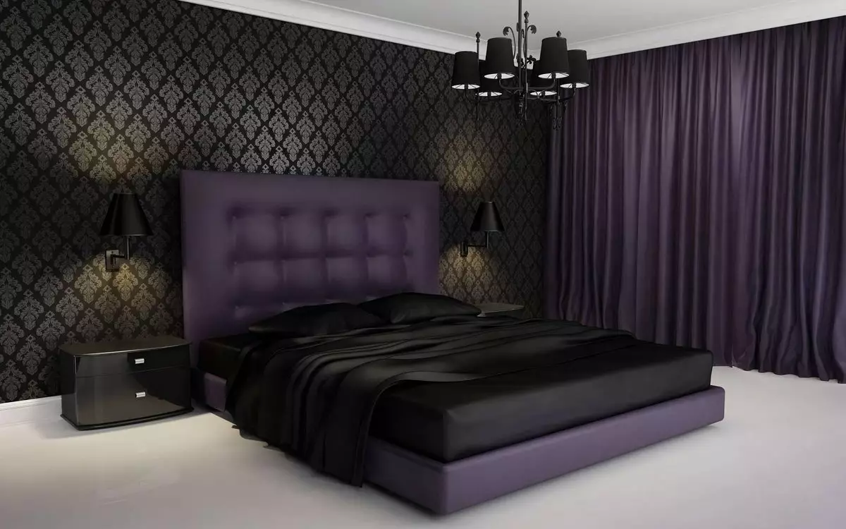 黒い色の寝室：すべて