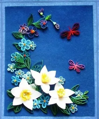 Spring Crafts yn 'e styl fan quilling dogge it sels (20 foto's)