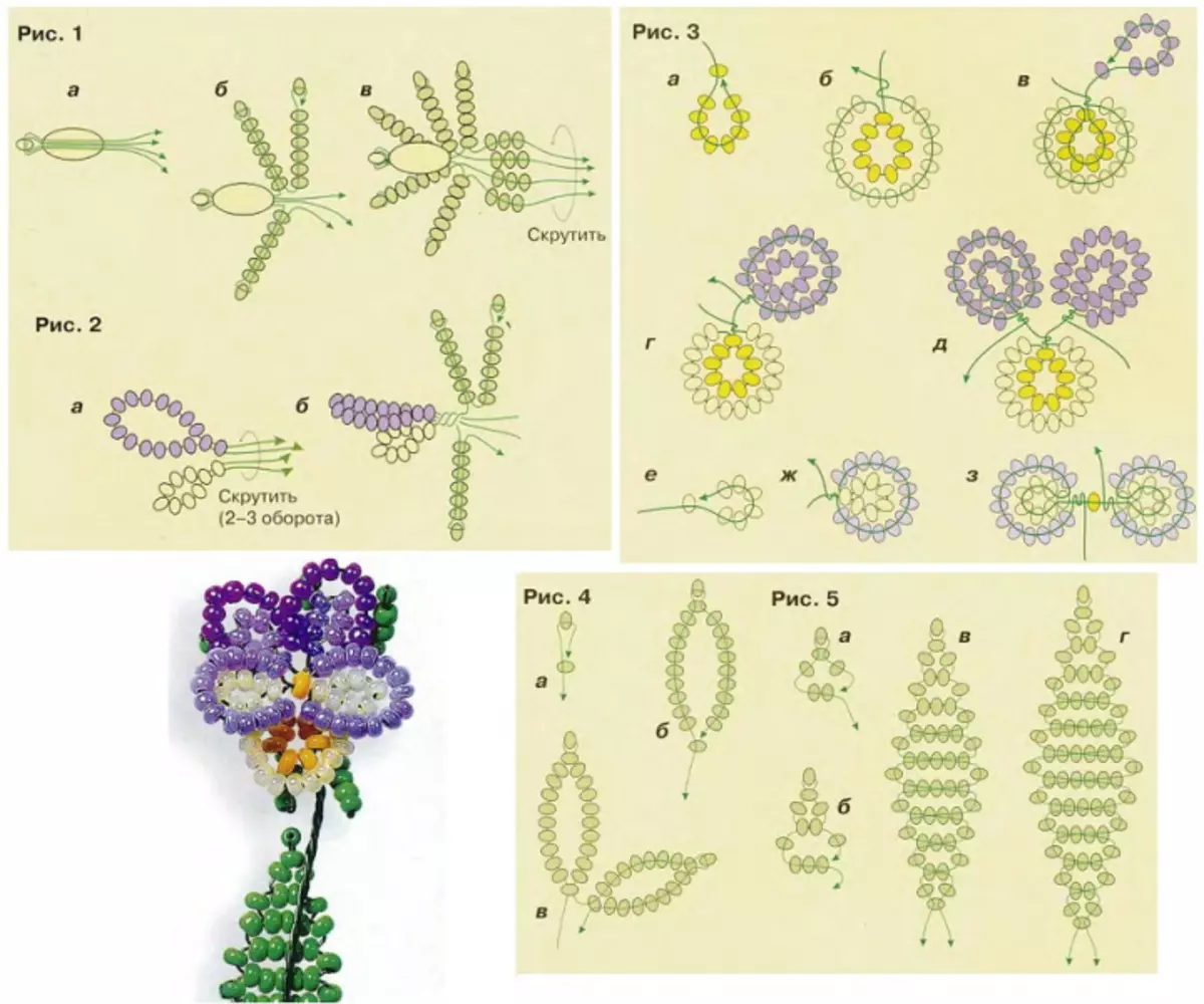 Blumen von Perlen mit ihren eigenen Händen: Schemata von Bäumen und Farben mit Meisterklasse, Foto und Video