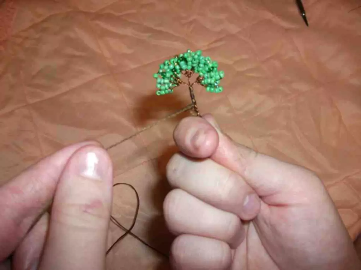 Klasa główna na bonsai koraliki z własnymi rękami: drewniany schemat tkactwa ze zdjęciami i filmami