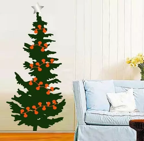 Flat Christmas Tree sa Wall: 6 DIY DIY (31 Mga Litrato)