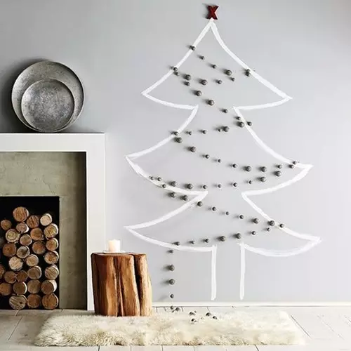 Flat Christmas Tree sa Wall: 6 DIY DIY (31 Mga Litrato)