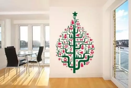 Dzīvoklis Ziemassvētku eglītes uz sienas: 6 DIY DIY (31 fotogrāfijas)