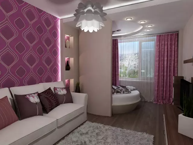 Υπνοδωμάτιο και σαλόνι σε ένα δωμάτιο