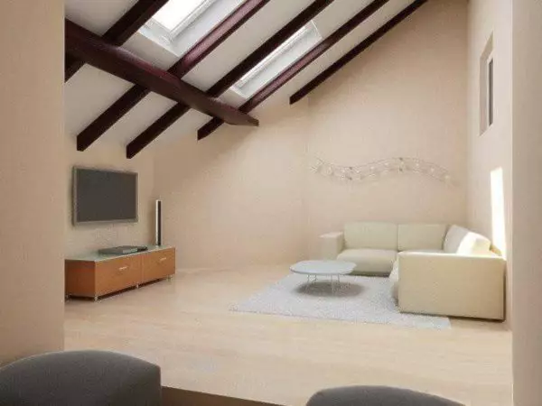 Das Innere des Dachbodens von einem Duplex und einem defekten Dach - Ihr Traumdesign!