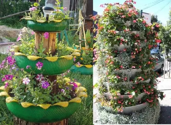Padangų amatai: Disllos, gėlės, skaičiai, sodo baldai