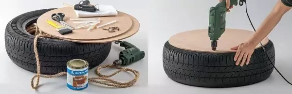 I-Tire Crafts: Ama-Flumbs, izimbali, izibalo, ifenisha yengadi