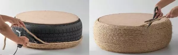 Занаяти за гуми: плочи, цветя, фигури, градински мебели